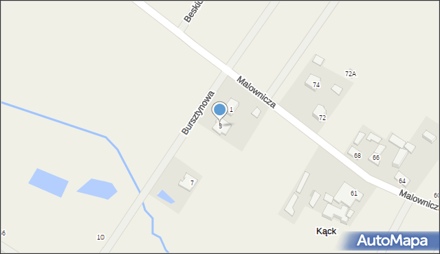 Kąck, Bursztynowa, 3, mapa Kąck