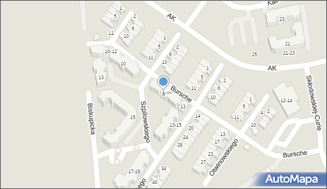 Kalisz, Bursche Juliusza, ks. bp., 6, mapa Kalisza