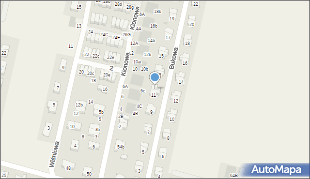 Kiełczów, Bukowa, 11a, mapa Kiełczów