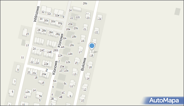 Kiełczów, Bukowa, 18a, mapa Kiełczów