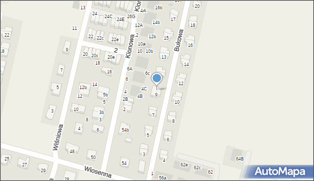 Kiełczów, Bukowa, 9a, mapa Kiełczów