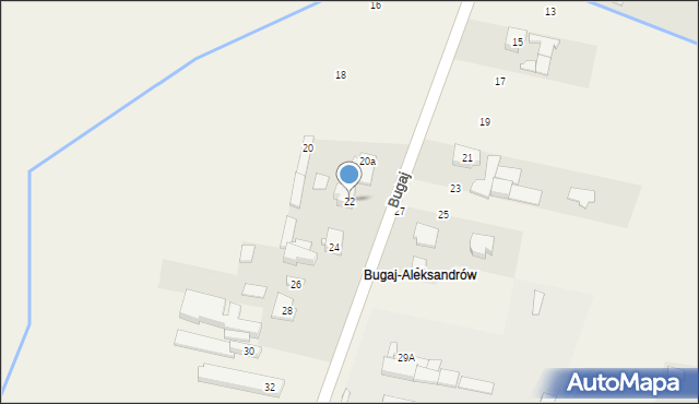 Koczargi Nowe, Bugaj, 22, mapa Koczargi Nowe