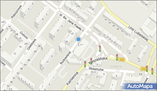 Kołobrzeg, Budowlana, 1, mapa Kołobrzegu