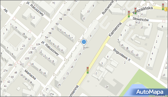 Kołobrzeg, Budowlana, 13, mapa Kołobrzegu