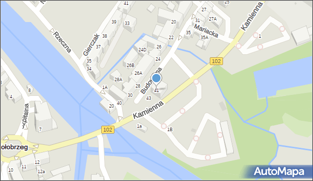 Kołobrzeg, Budowlana, 41, mapa Kołobrzegu