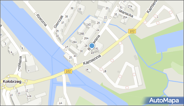 Kołobrzeg, Budowlana, 43, mapa Kołobrzegu