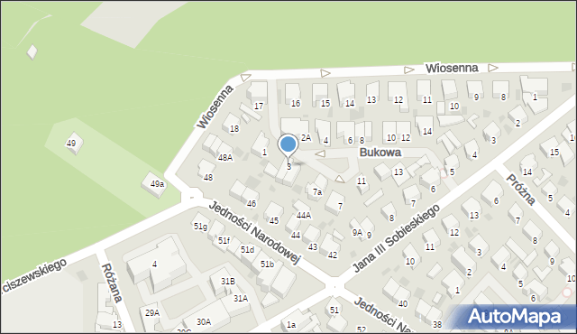 Kołobrzeg, Bukowa, 3, mapa Kołobrzegu