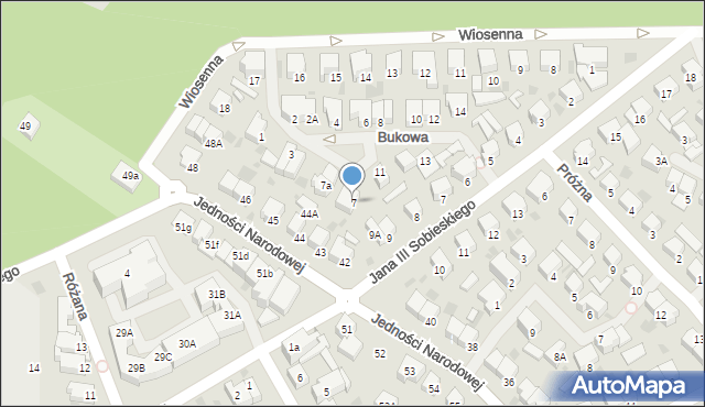 Kołobrzeg, Bukowa, 7, mapa Kołobrzegu