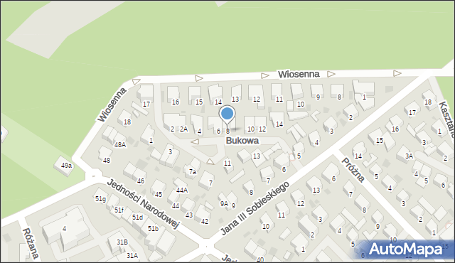 Kołobrzeg, Bukowa, 8, mapa Kołobrzegu