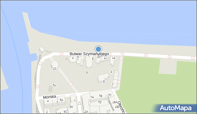 Kołobrzeg, Bulwar Szymańskiego Jana, 10, mapa Kołobrzegu