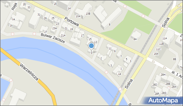 Kołobrzeg, Bulwar Zacisze, 1, mapa Kołobrzegu