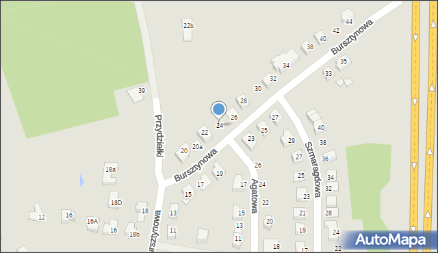 Konin, Bursztynowa, 24, mapa Konina