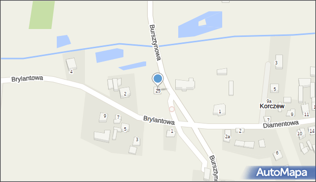 Korczew, Bursztynowa, 25, mapa Korczew