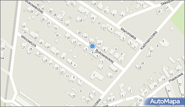 Kościan, Bukowieckiej Aleksandry, 7, mapa Kościan