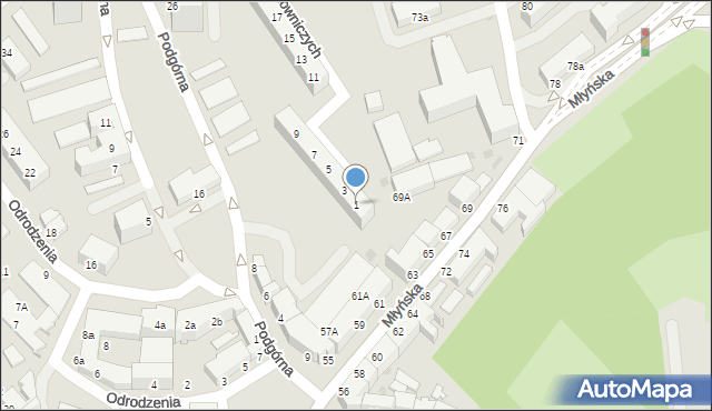 Koszalin, Budowniczych, 1, mapa Koszalina