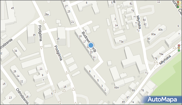 Koszalin, Budowniczych, 13, mapa Koszalina