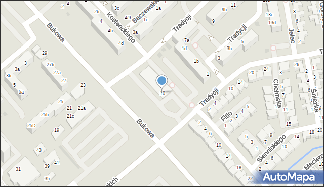 Koszalin, Bukowa, 10, mapa Koszalina