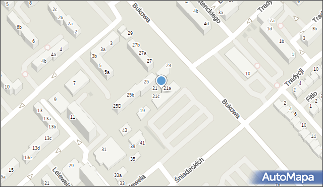 Koszalin, Bukowa, 21b, mapa Koszalina