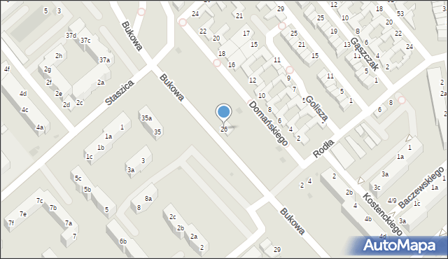 Koszalin, Bukowa, 26, mapa Koszalina