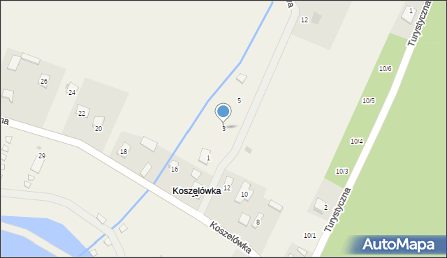 Koszelówka, Bursztynowa, 3, mapa Koszelówka