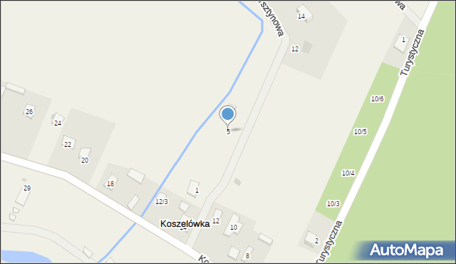 Koszelówka, Bursztynowa, 5, mapa Koszelówka