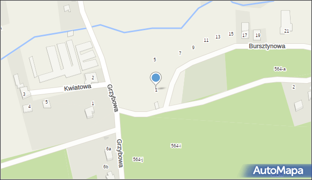 Kotuń, Bursztynowa, 1, mapa Kotuń