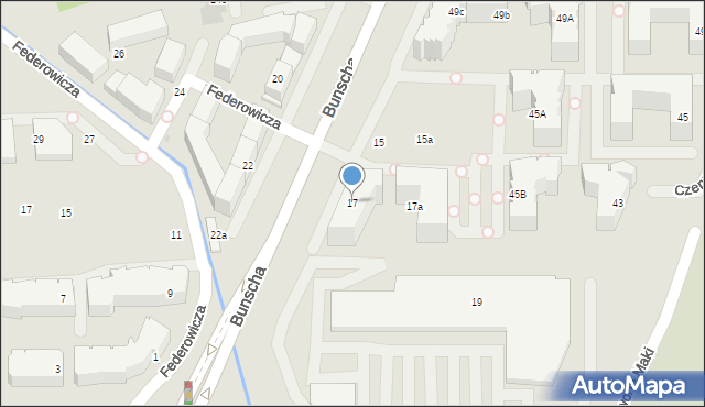 Kraków, Bunscha Karola, 17, mapa Krakowa