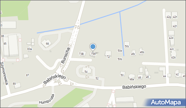 Kraków, Bunscha Karola, 73A, mapa Krakowa