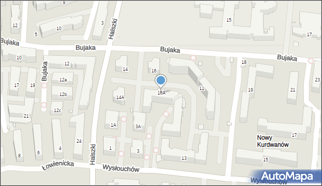 Kraków, Bujaka Franciszka, 16A, mapa Krakowa