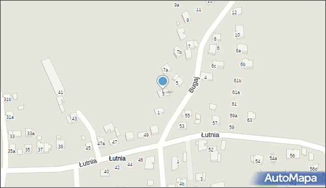 Kraków, Bugaj, 3, mapa Krakowa