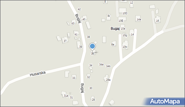 Kraków, Bugaj, 36, mapa Krakowa