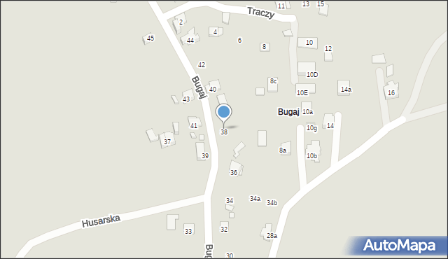 Kraków, Bugaj, 38, mapa Krakowa