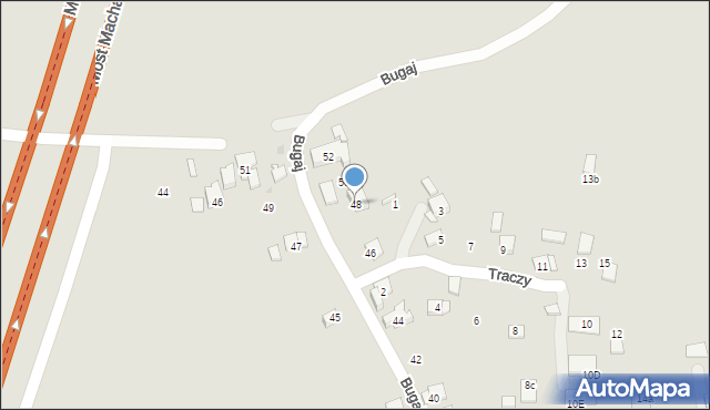 Kraków, Bugaj, 48, mapa Krakowa