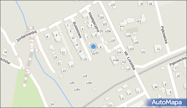 Kraków, Bukietowa, 11, mapa Krakowa