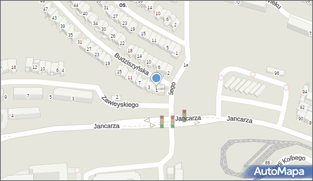 Kraków, Budziszyńska, 1, mapa Krakowa