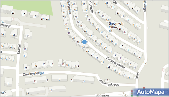 Kraków, Budziszyńska, 33, mapa Krakowa