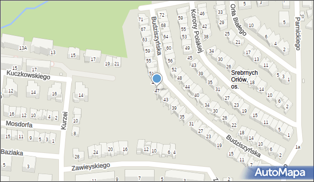 Kraków, Budziszyńska, 47, mapa Krakowa