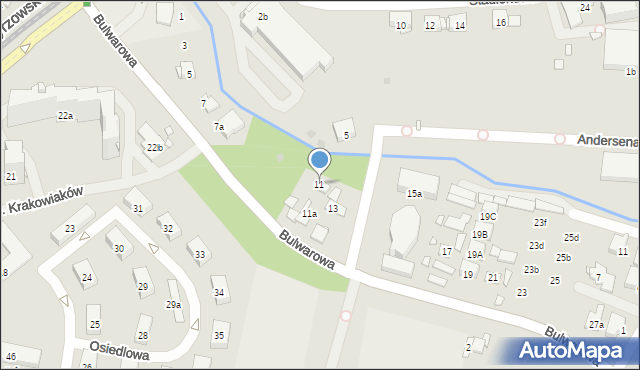 Kraków, Bulwarowa, 11, mapa Krakowa