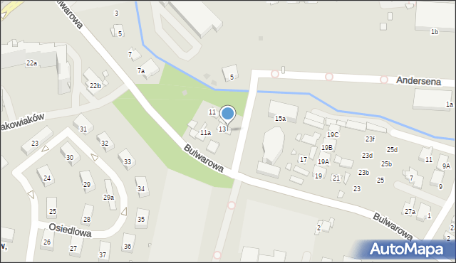 Kraków, Bulwarowa, 13a, mapa Krakowa