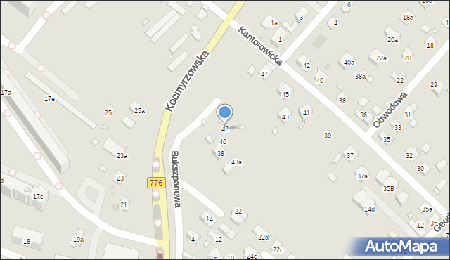 Kraków, Bukszpanowa, 42, mapa Krakowa