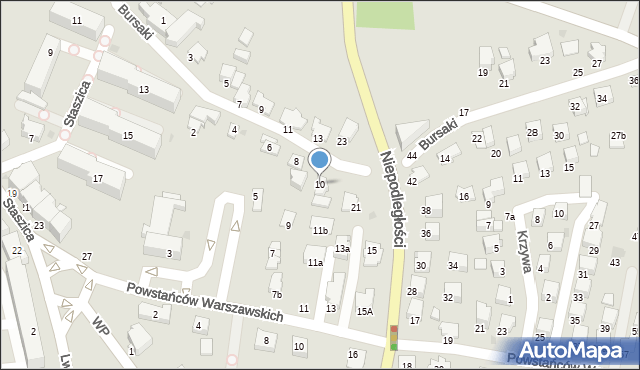 Krosno, Bursaki, 10, mapa Krosna