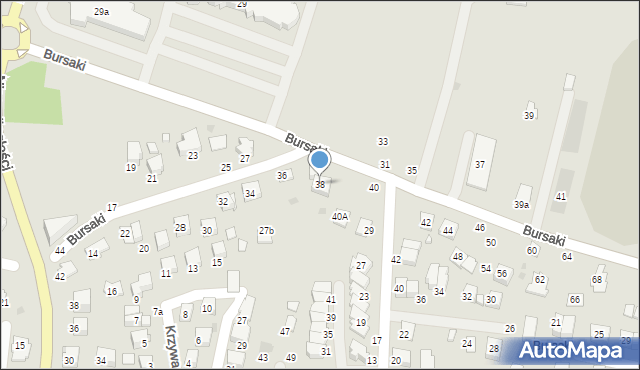 Krosno, Bursaki, 38, mapa Krosna