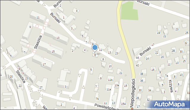 Krosno, Bursaki, 6, mapa Krosna