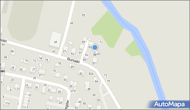 Krosno, Bursaki, 69, mapa Krosna