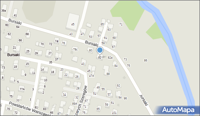 Krosno, Bursaki, 82, mapa Krosna