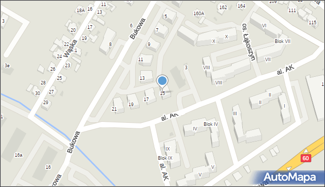 Kutno, Bukowa, 15, mapa Kutno