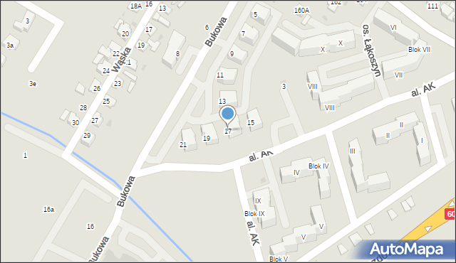 Kutno, Bukowa, 17, mapa Kutno