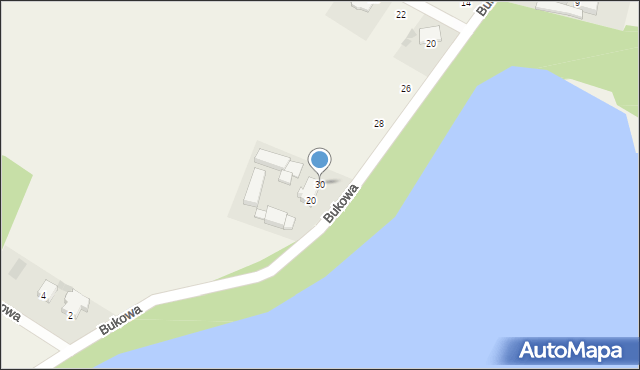 Łapino Kartuskie, Bukowa, 30, mapa Łapino Kartuskie