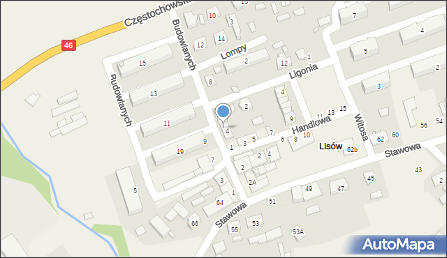 Lisów, Budowlanych, 4a, mapa Lisów