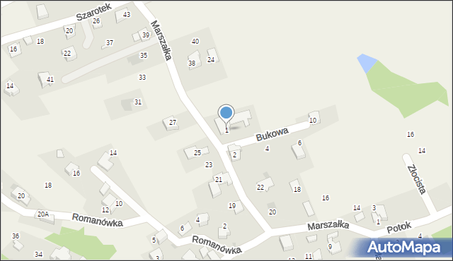 Łodygowice, Bukowa, 1, mapa Łodygowice